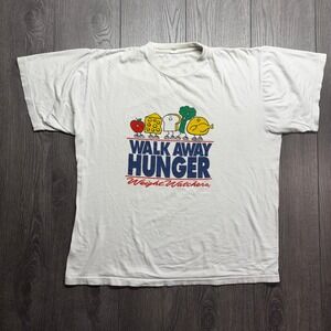 Vintage 90s Weight Watchers Walk Away Hunger T-Shirt Mens Large White USA Made